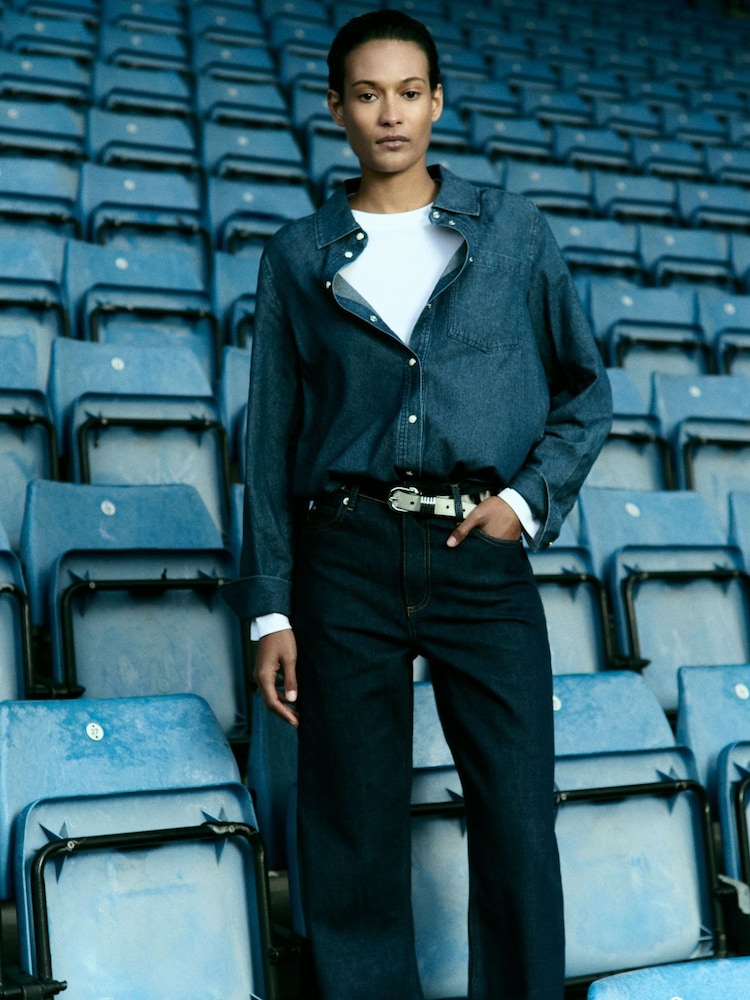 Whistles Blue Pocket Detail Cotton Shirt - Image 1 of 4