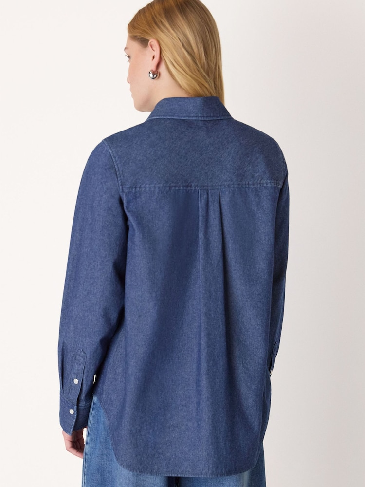 Whistles Blue Pocket Detail Cotton Shirt - Image 2 of 4