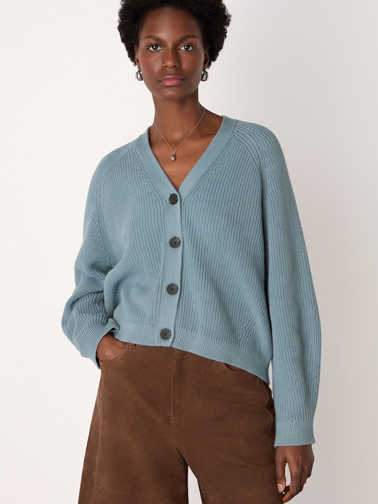 Whistles V-Neck Cotton Cardigan - Imaginea 1 din 4