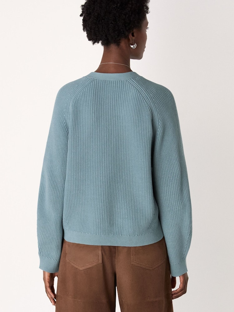 Whistles V-Neck Cotton Cardigan - Imaginea 2 din 4