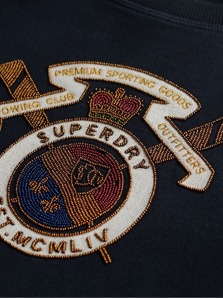 Superdry Blue Crest Loose Crew Neck Jumper - Image 7 of 7 Superdry Blue Crest Loose Crew Neck Jumper - Image 7 of 7