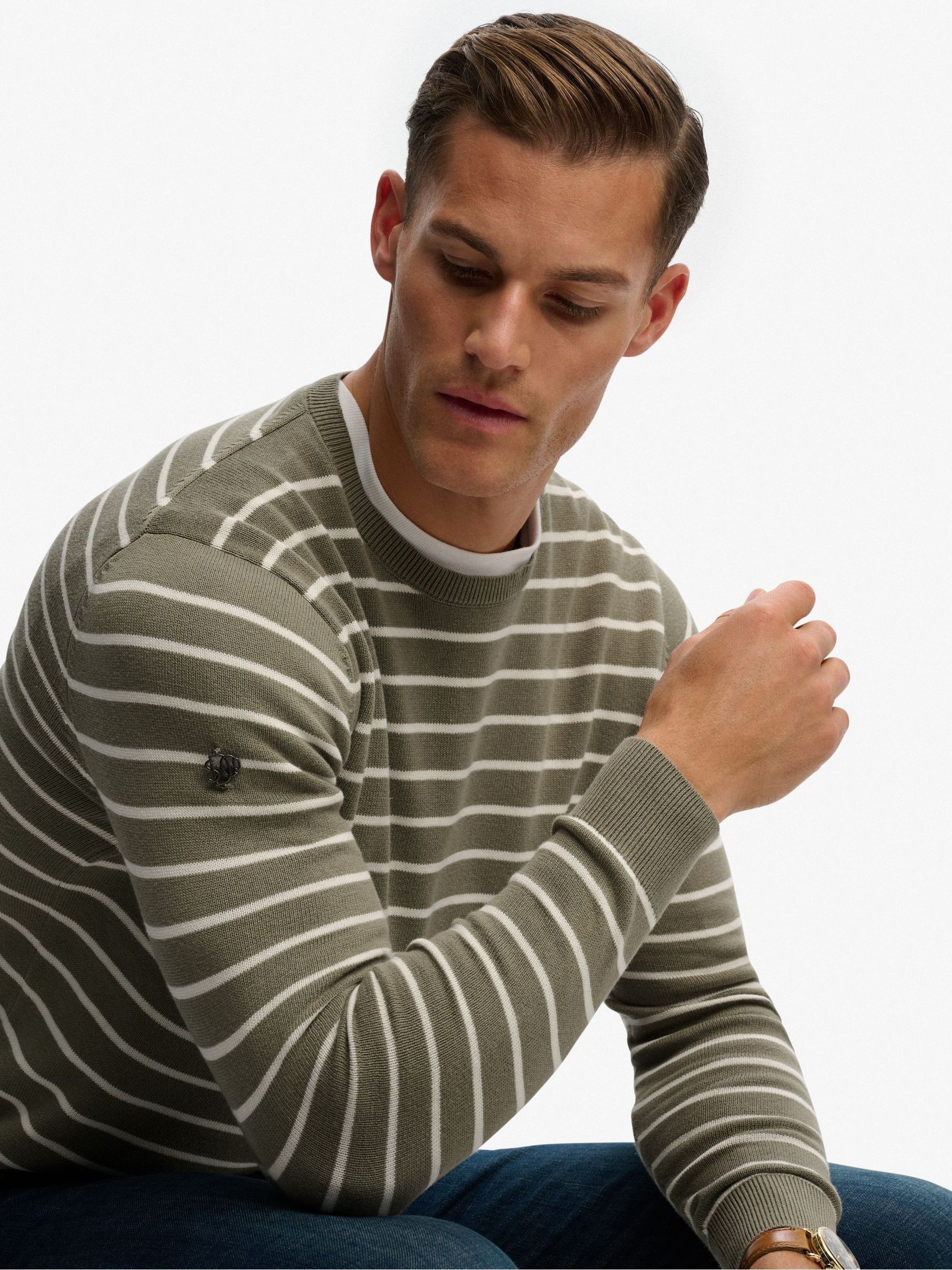 Superdry The Merchant Store Breton Knitted Jumper, Light Green, Size 2Xl, Men - Image 3