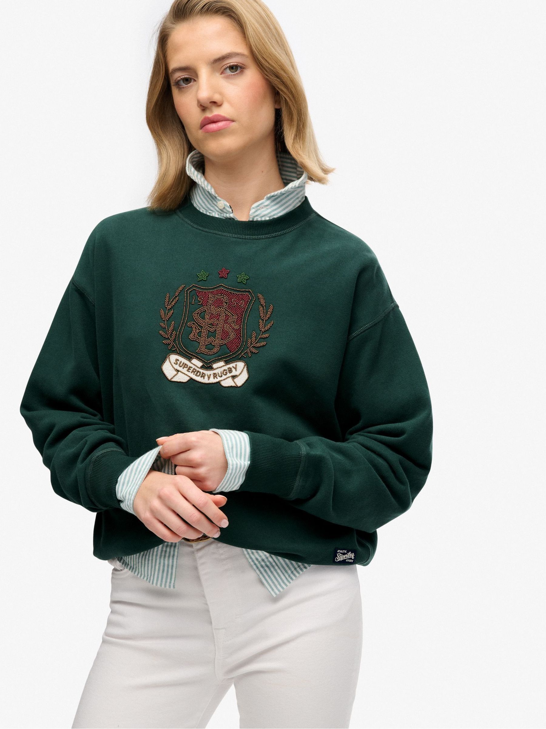 Superdry Women's Green Sweatshirt Woman - Image 3
