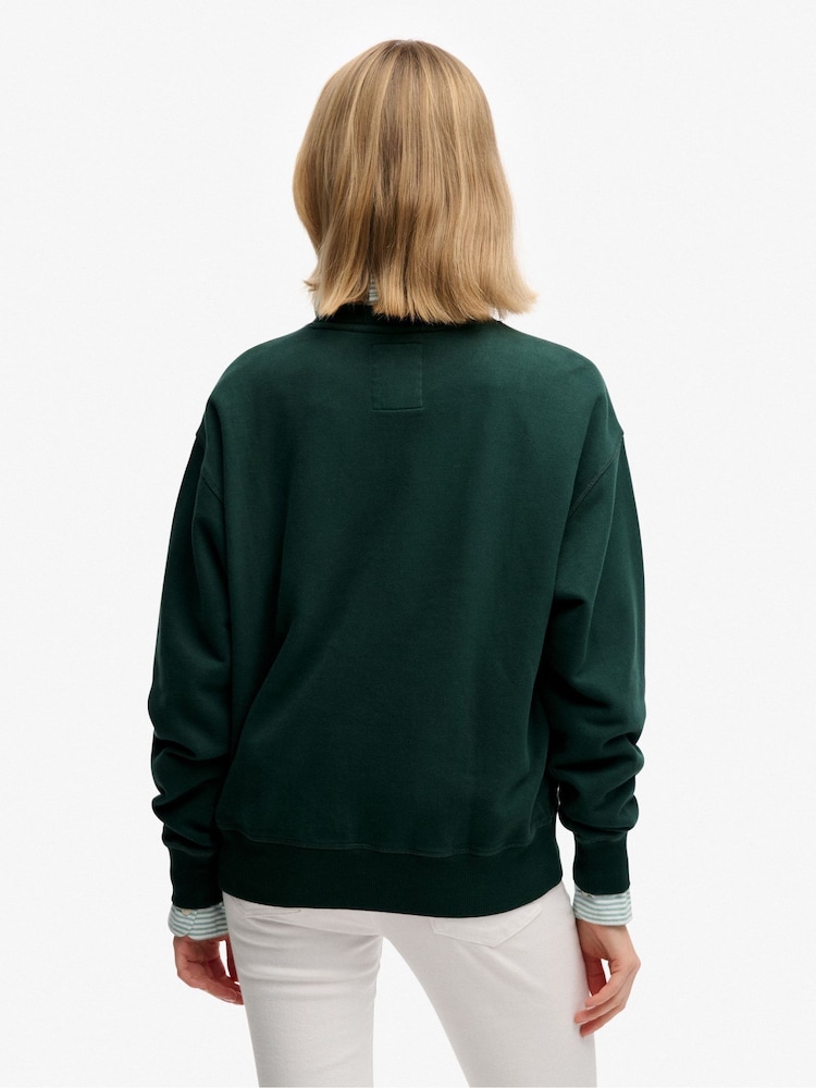 Superdry Green Crest Loose Crew Neck Jumper - Image 2 of 7