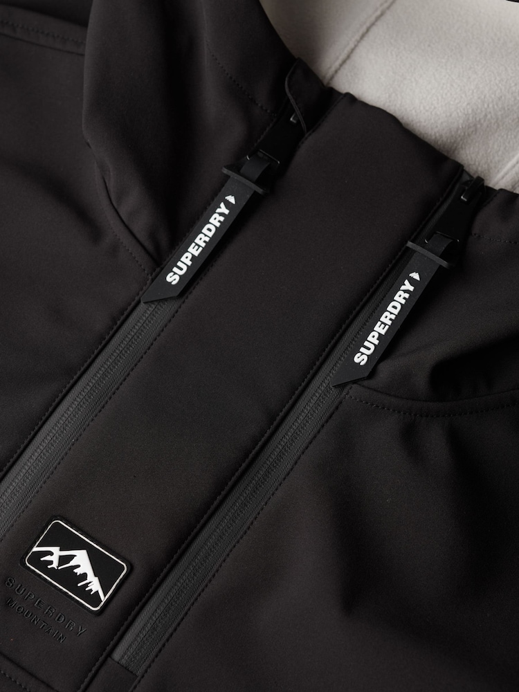 Superdry Black Freestyle Softshell Ski Hoodie - Image 6 of 6