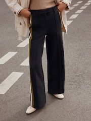 Black Side Stripe Tailored Wide Leg Trousers - Image 3 of 9