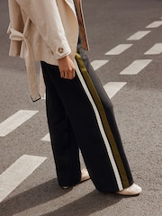 Black Side Stripe Tailored Wide Leg Trousers - Image 4 of 9
