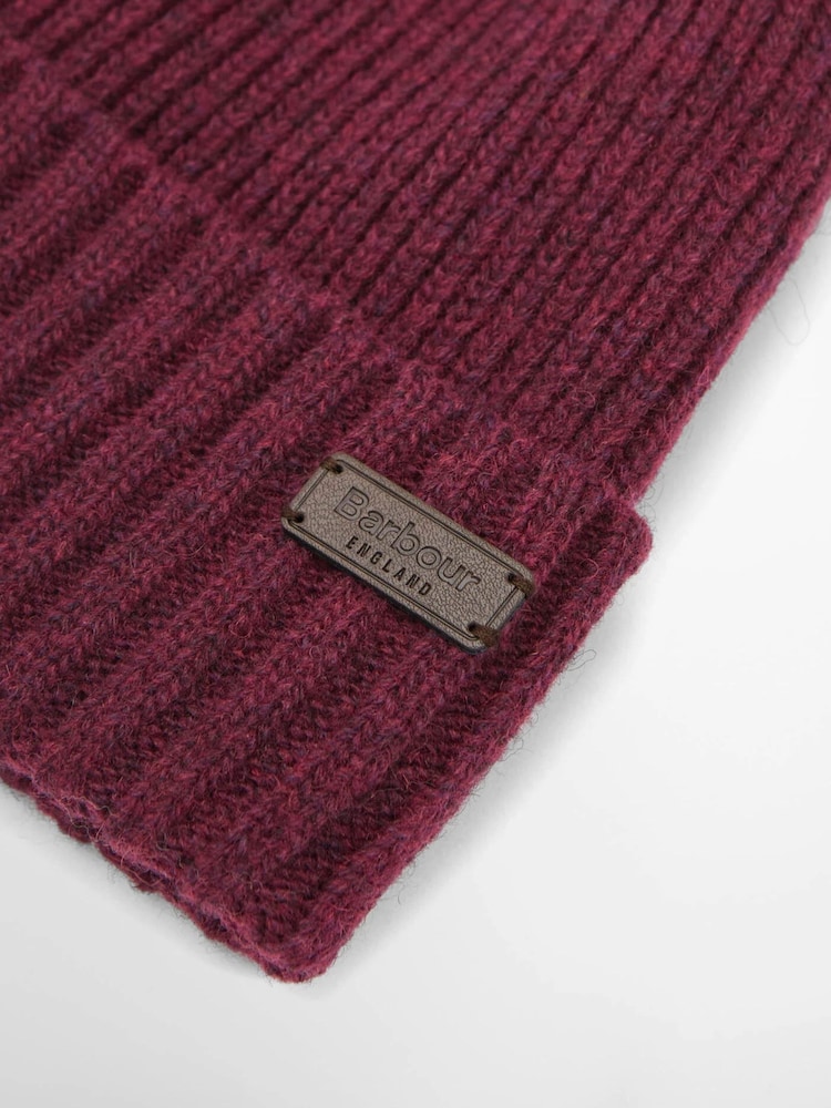 Barbour® Red Carlton Beanie Hat - Image 3 of 3