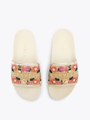 Carvela Brown Sorrento Embroidery Slide Sandals - Image 2 of 4