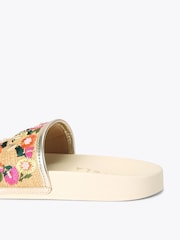 Carvela Brown Sorrento Embroidery Slide Sandals - Image 3 of 4