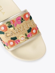 Carvela Brown Sorrento Embroidery Slide Sandals - Image 4 of 4
