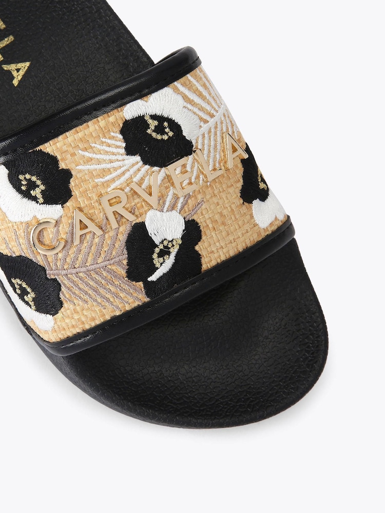 Carvela Black Giorgia Flower Slider Sandals - Image 4 of 4 Carvela Black Giorgia Flower Slider Sandals - Image 4 of 4