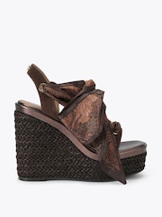 Carvela Brown Sorrento Scarf Wedge Sandals - Image 1 of 4