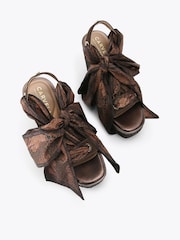 Carvela Brown Sorrento Scarf Wedge Sandals - Image 2 of 4