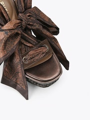 Carvela Brown Sorrento Scarf Wedge Sandals - Image 4 of 4
