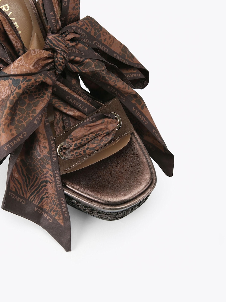 Carvela Brown Sorrento Scarf Wedge Sandals - Image 6 of 6 Carvela Brown Sorrento Scarf Wedge Sandals - Image 6 of 6