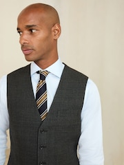 Brown Tailored Fit Wool Blend Check Suit Waistcoat - Image 1 of 4