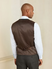 Brown Tailored Fit Wool Blend Check Suit Waistcoat - Image 2 of 4