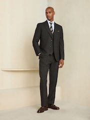 Brown Tailored Fit Wool Blend Check Suit Waistcoat - Image 3 of 4