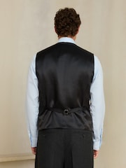Charcoal Grey Slim Fit Wool Blend Flannel Suit Waistcoat - Image 2 of 4