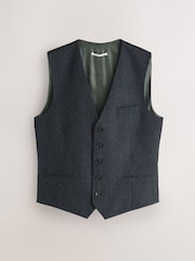 Charcoal Grey Slim Fit Wool Blend Flannel Suit Waistcoat - Image 5 of 7