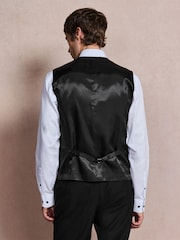 Black N. Premium Regular Fit Tuxedo Wool Blend Crepe Textured Suit Waistcoat - Image 3 of 5
