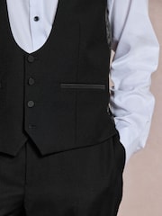Black N. Premium Regular Fit Tuxedo Wool Blend Crepe Textured Suit Waistcoat - Image 4 of 5