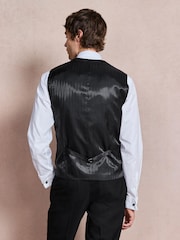 Black Slim Fit Textured Gold Detailing Suit Waistcoat - Image 3 of 5