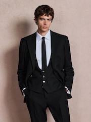 Black Slim Fit Textured Gold Detailing Suit Waistcoat - Image 4 of 5