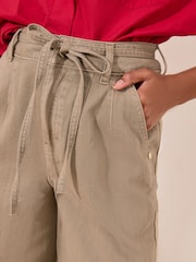 Lipsy Neutral Tie Belt Denim Bermuda Shorts - Image 2 of 5