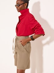Lipsy Neutral Tie Belt Denim Bermuda Shorts - Image 3 of 5