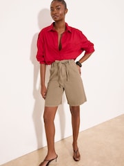 Lipsy Neutral Tie Belt Denim Bermuda Shorts - Image 4 of 5