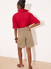 Lipsy Neutral Tie Belt Denim Bermuda Shorts - Image 5 of 5