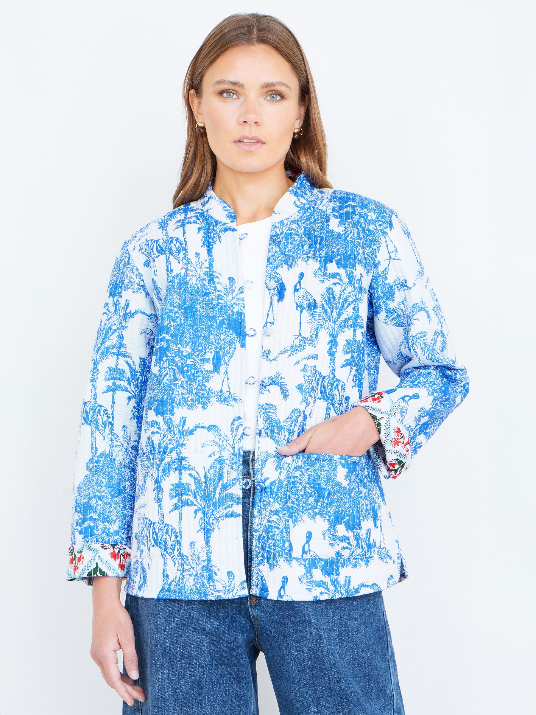 ジャケット・アウター UMI Buy Yumi Blue Palm Reversible Cotton Quilted Jacket from Next USA