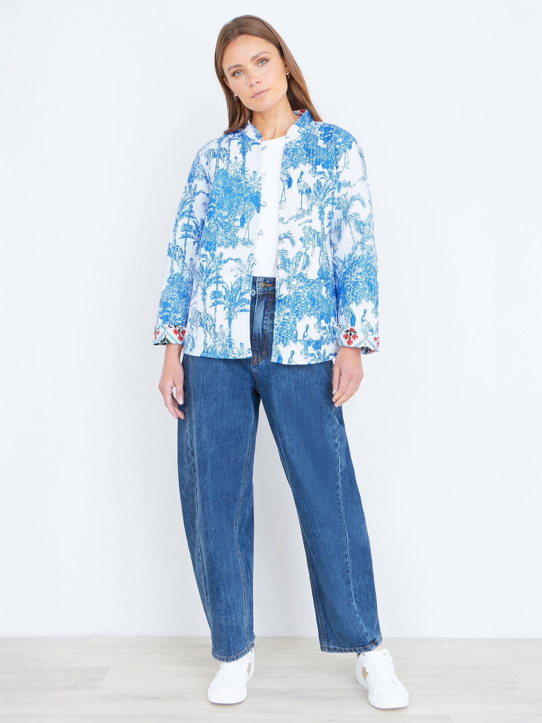 Buy Yumi Blue Palm Reversible Cotton Quilted Jacket from Next USA