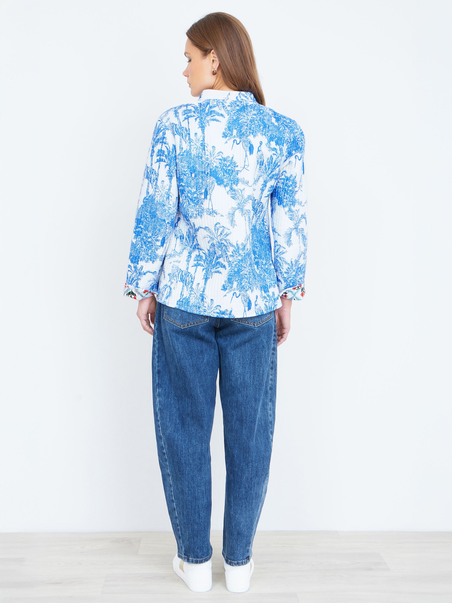 Buy Yumi Blue Palm Reversible Cotton Quilted Jacket from Next USA