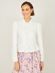 Yumi White Peplum Fitted Jacket - Image 3 of 4