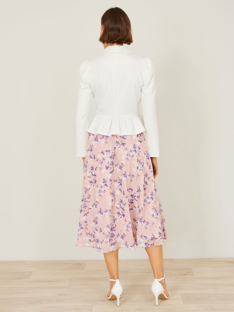 Yumi White Peplum Fitted Jacket - Image 4 of 4 Yumi White Peplum Fitted Jacket - Image 4 of 4