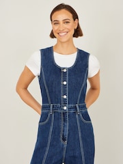 Yumi Blue Denim Stretch Fitted Jumpsuit - Image 2 of 5