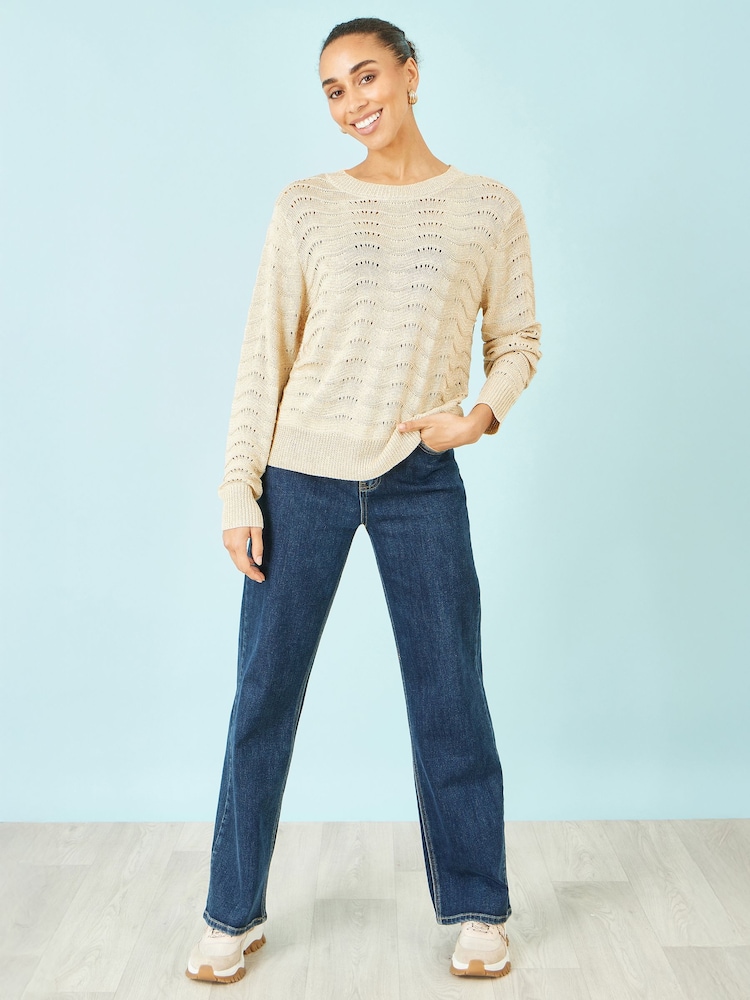 Yumi Natural Wave Metallic Thread Relaxed Jumper - Image 2 of 5 Yumi Natural Wave Metallic Thread Relaxed Jumper - Image 2 of 5