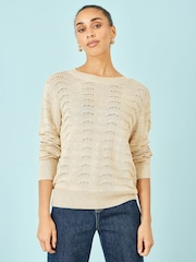 Yumi Natural Wave Metallic Thread Relaxed Jumper - Image 4 of 5