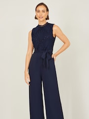 Yumi Blue Lace Sleeveless Jumpsuit - Image 2 of 5