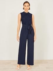 Yumi Blue Lace Sleeveless Jumpsuit - Image 4 of 5