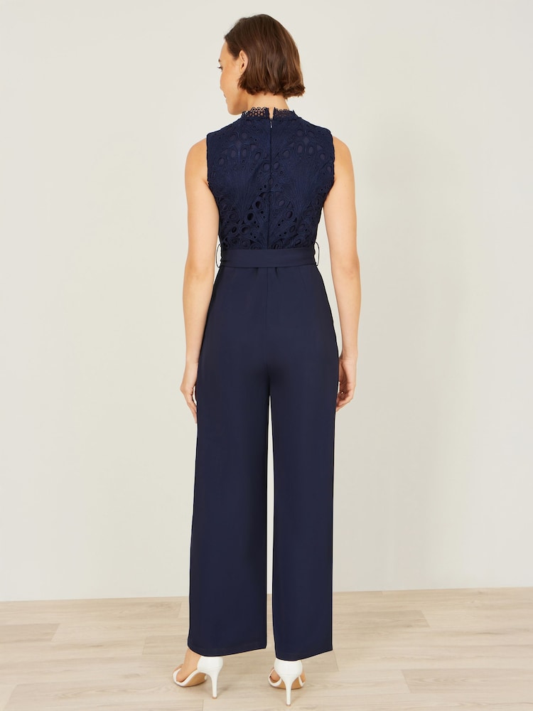Yumi Blue Lace Sleeveless Jumpsuit - Image 5 of 5