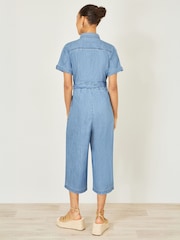 Yumi Denim Blue Chambray Light Denim Button Jumpsuit - Image 5 of 5
