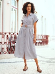 Yumi Black Gingham  Relaxed Shirt Dress With Matching Belt - Image 3 of 5