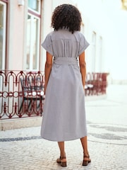 Yumi Black Gingham  Relaxed Shirt Dress With Matching Belt - Image 5 of 5