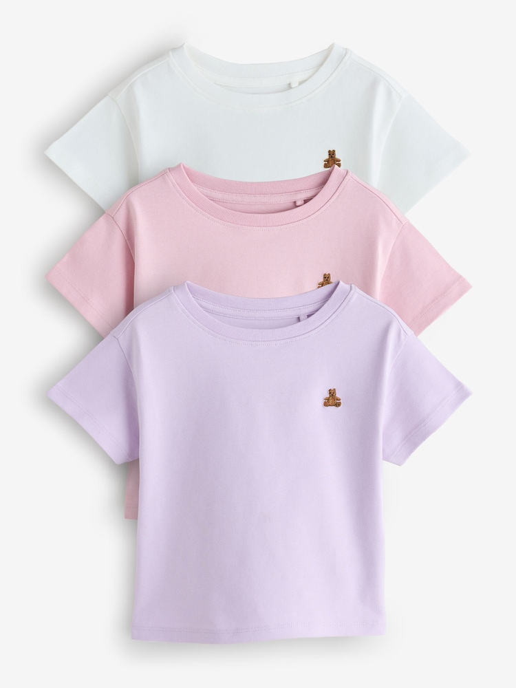 Różowy i fioletowy - Gap 3 Pack Short Sleeve Crew Neck T-Shirt (6mths-5yrs) (6mths-5yrs) - Obraz 1 z 8 Różowy i fioletowy - Gap 3 Pack Short Sleeve Crew Neck T-Shirt (6mths-5yrs) (6mths-5yrs) - Obraz 1 z 8
