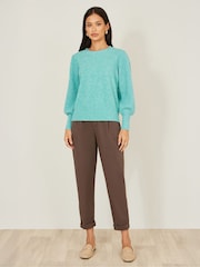 Yumi Green Knitted Balloon Sleeve Jumper - Image 2 of 4