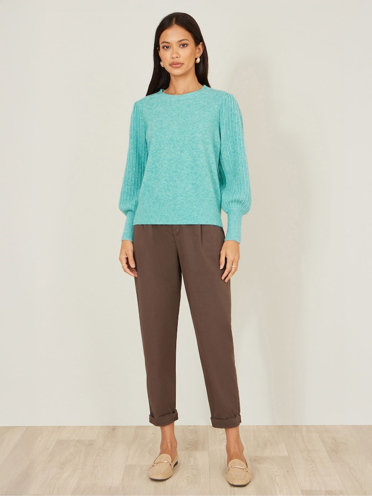Yumi Green Knitted Balloon Sleeve Jumper - Image 2 of 4